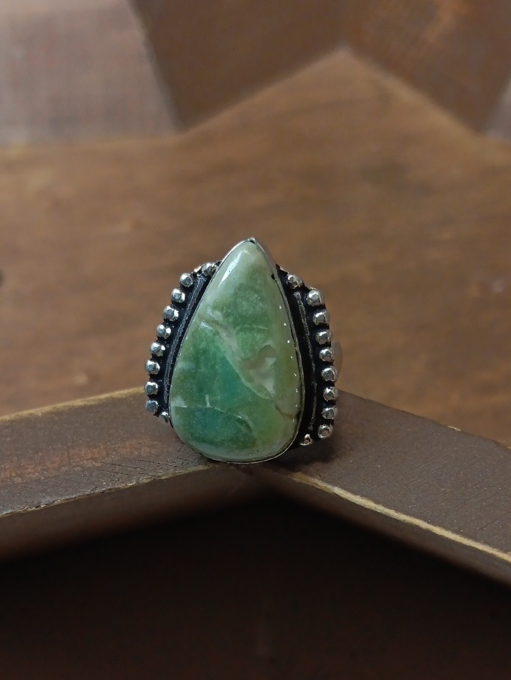 Teardrop Green Stone Ring
